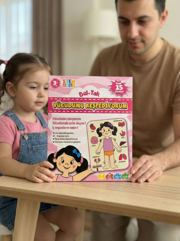 Vücudumu Keşfediyorum – Kız Çocuk Vücut ve Organlar Ahşap Puzzle Oyuncak