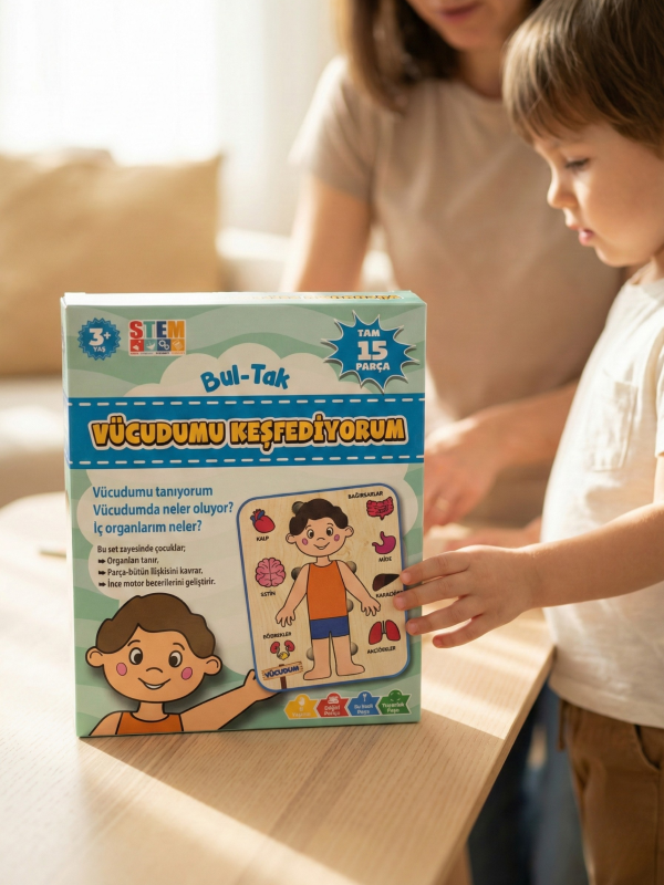Vücudumu Keşfediyorum – Erkek Çocuk Vücut ve Organlar Ahşap Puzzle Oyuncak