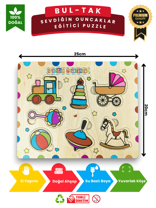 Sevdiğim Oyuncaklar Ahşap Eğitici Puzzle