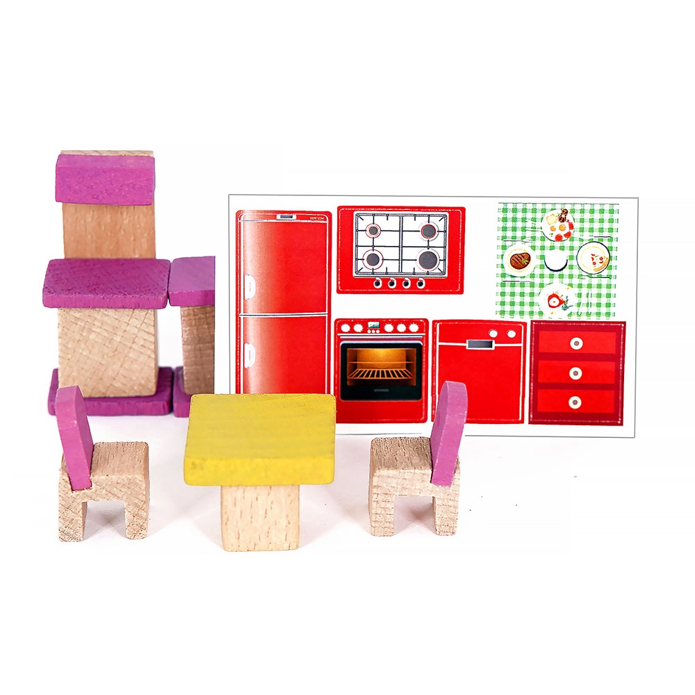 Ahşap - Mini Minyatür Mutfak Seti