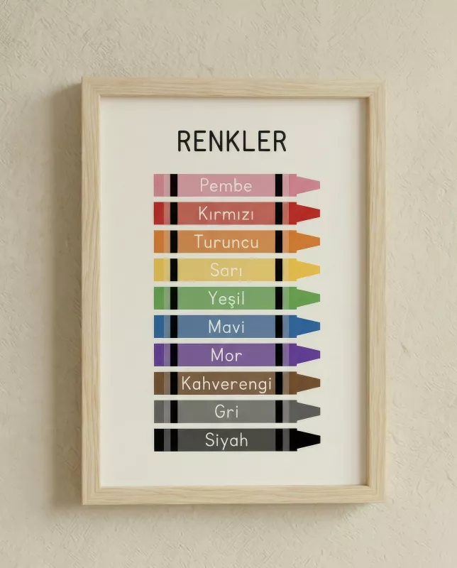 Balatoyz - Renkler – Ahşap Çerçeveli Dekoratif Bebek / Çocuk Odası Duvar Tablosu