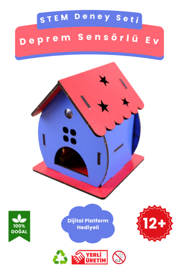 Deprem Sensörlü Ev - Kendin Yap Stem Bilim ve Deney Seti - DIY Montessori Eğitim - Maker Set