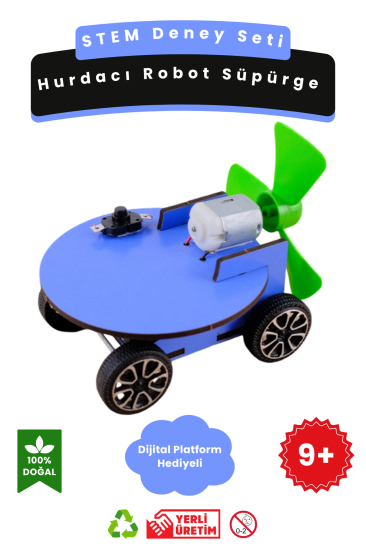Hurdacı Robot Süpürge - Kendin Yap Stem Bilim ve Deney Seti - DIY Montessori Eğitim - Maker Set