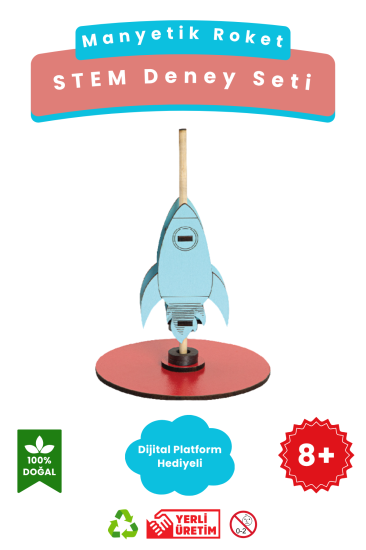 Manyetik Roket - Kendin Yap Stem Bilim ve Deney Seti - DIY Montessori Eğitim - Maker Set