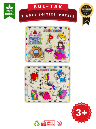 Ahşap Eğitici Puzzle – 2’li Kız Çocuk Seti Puzzle Oyuncak