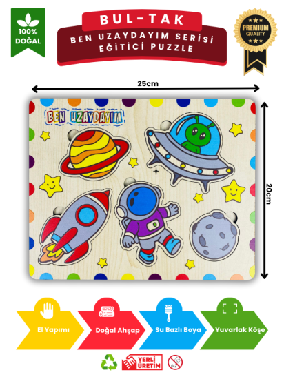 Ben Uzaydayım Ahşap Eğitici Puzzle Oyuncak