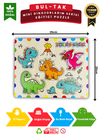 Minik Dinozorlarım Ahşap Eğitici Puzzle Oyuncak