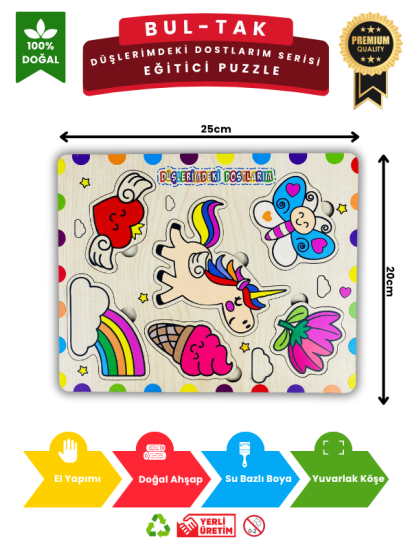 Düşlerimdeki Dostlarım Ahşap Eğitici Puzzle Oyuncak