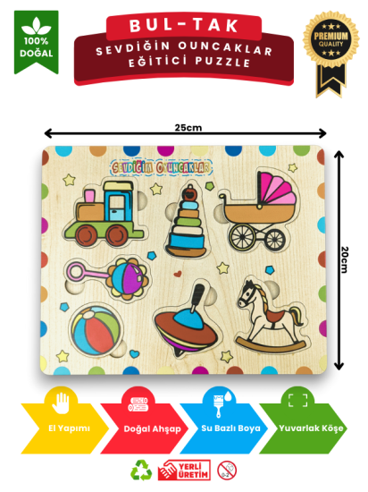 Sevdiğim Oyuncaklar Ahşap Eğitici Puzzle