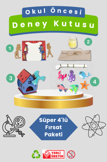 Okul Öncesi Deney Kutusu -  Kendin Yap Stem Bilim ve Deney Seti - DIY Montessori Eğitim - Maker Set