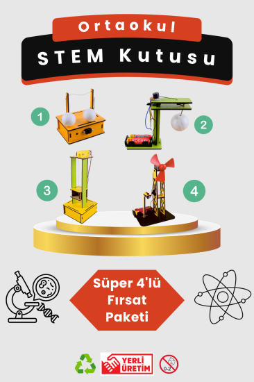Ortaokul STEM Kutusu -  Kendin Yap Stem Bilim ve Deney Seti - DIY Montessori Eğitim - Maker Set