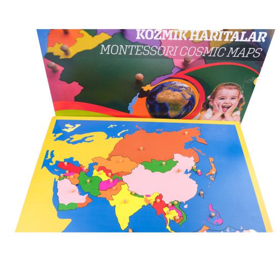 Montessori materyal Montessori Asya Kıtası Haritası Puzzle
