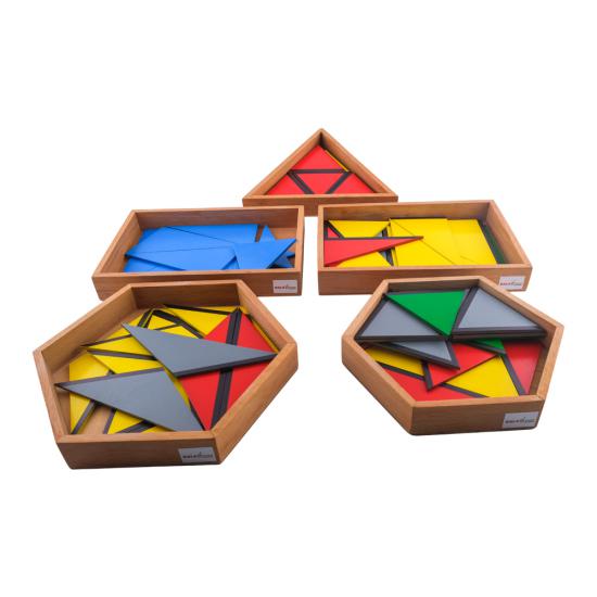 montessori materyal Yapıcı Üçgenler 5’li Set