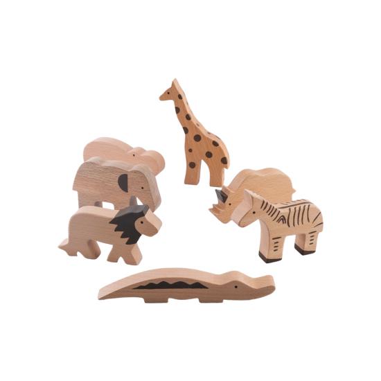Montessori anaokulu materyal ahşap hayvan seti