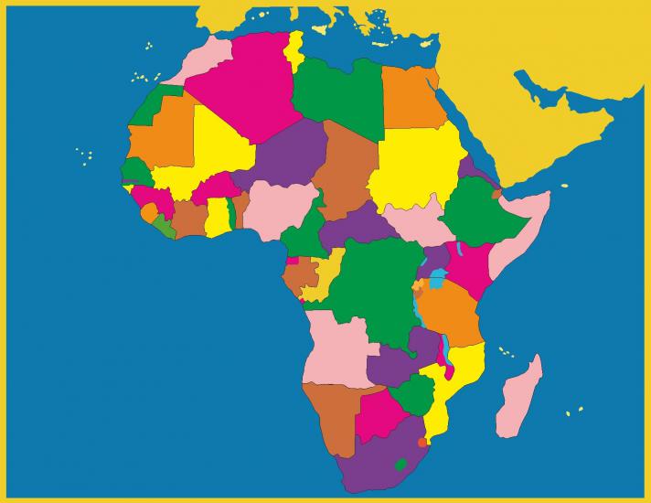montessori montessori materyal Afrika kıtası kontrol kartı