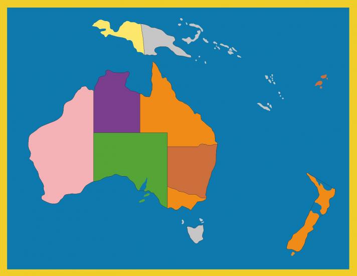 montessori Montessori Avustralya Haritası Kontrol Kartı anaokulu materyal