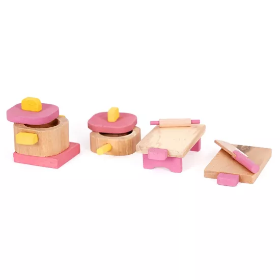 Ahşap - Minyatür Mutfak Araçları Seti