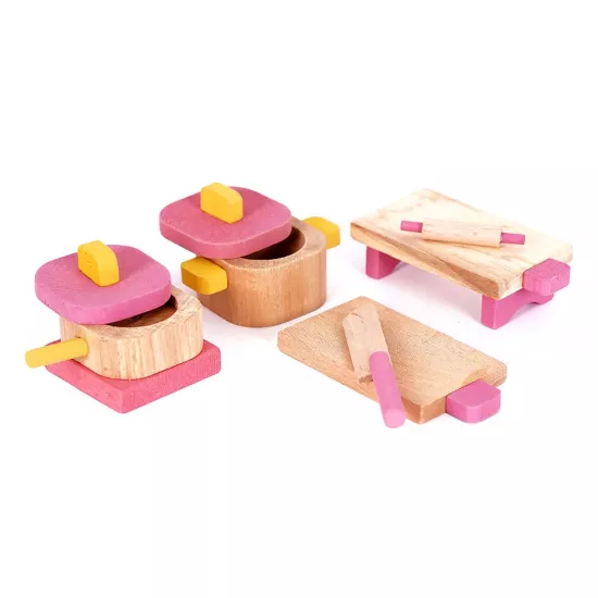 Ahşap - Minyatür Mutfak Araçları Seti