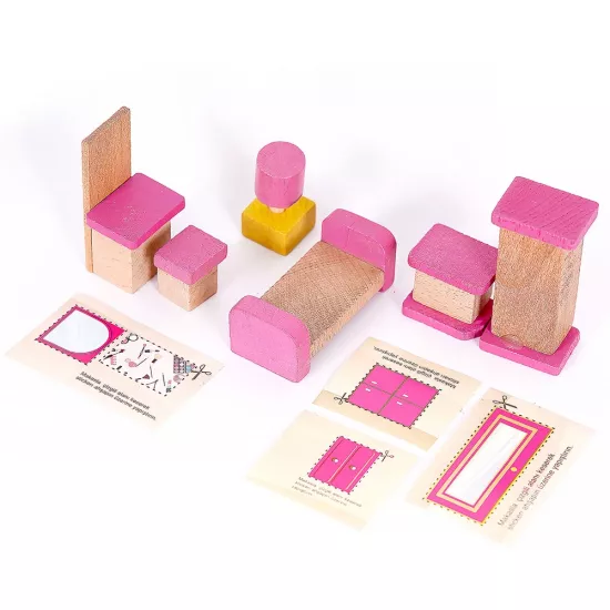 Ahşap - Mini Minyatür Çocuk Odası Seti
