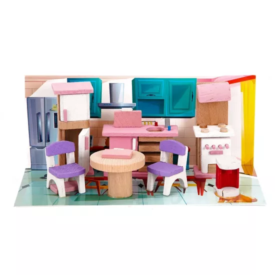 Ahşap - Minyatür Mutfak Seti