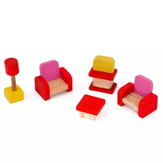 Ahşap - Mini Minyatür Oturma Odası Seti