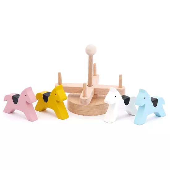 Ahşap Sevimli Atlar Dönme Dolap