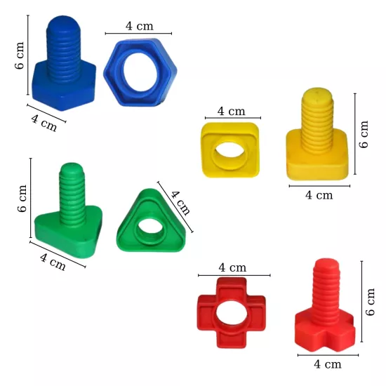 Vidalı Eğitici Şekiller 64 Parça