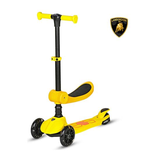 L5-2IN1-Y LAMBORGHINI LİSANSLI KATLANIR OTURAKLI IŞIKLI SCOOTER SARI