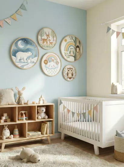 Balatoyz - Montessori Çocuk Odası Tablosu – Sevimli Dostlar – Ahşap Çerçeveli Dekoratif Bebek / Çocuk Odası Duvar Tablosu