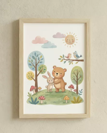 Balatoyz - Montessori Çocuk Odası Tablosu – Mutluluk – Ahşap Çerçeveli Dekoratif Bebek / Çocuk Odası Duvar Tablosu
