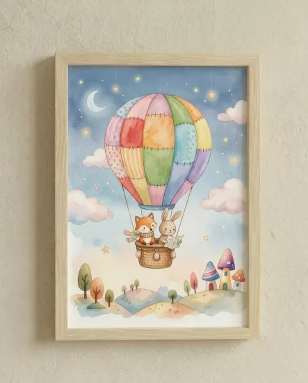 Balatoyz - Montessori Çocuk Odası Tablosu – Minik Arkadaşlar – Ahşap Çerçeveli Dekoratif Bebek / Çocuk Odası Duvar Tablosu