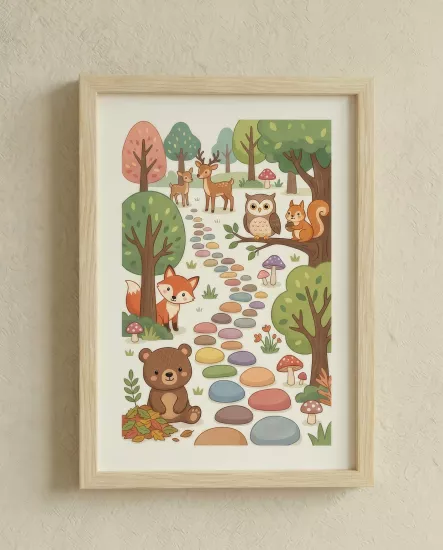 Balatoyz - Montessori Çocuk Odası Tablosu – Renkli Patika – Ahşap Çerçeveli Dekoratif Bebek / Çocuk Odası Duvar Tablosu
