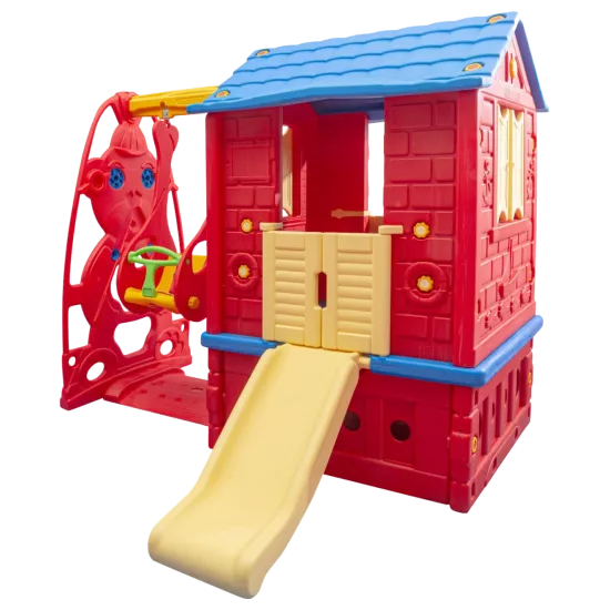 King Ev Kaydıraklı Salıncaklı Oyun evi Kırmızı