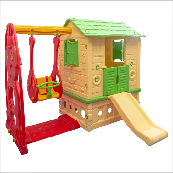 King Ev Kaydıraklı Salıncaklı Oyun Evi Yeşil
