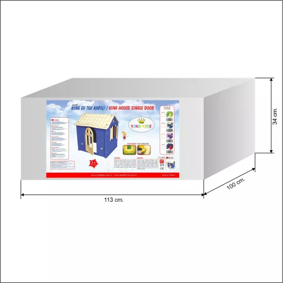 King Ev Tek Kapılı Oyun Evi Mavi
