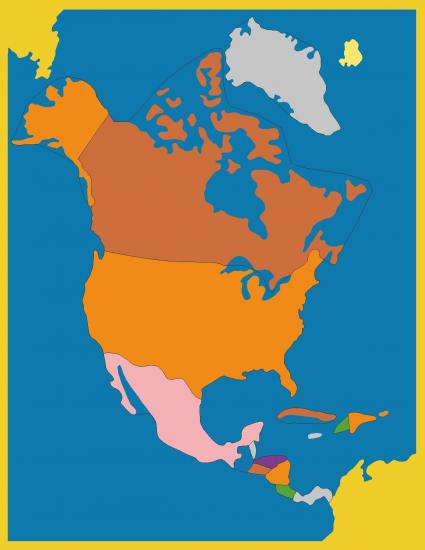 Montesori Montessori Kuzey Amerika Haritası Kontrol Kartı anaokulu materyali
