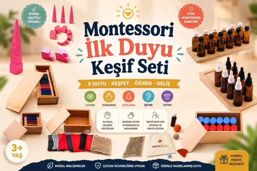 Evde montessori eğitimi montessori duyu keşif seti montessori duyu eğitimi başlangıç paketi
