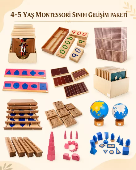 montessori sınıf paketi, montessori materyalleri sınıf seti, 4-5 yaş montessori sınıfı gelişim paketi