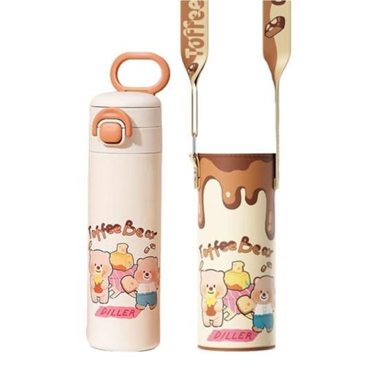 D9260 DILLER TOFFEE BEAR FİGÜRLÜ 520 ML PASLANMAZ ÇELİK TERMOS